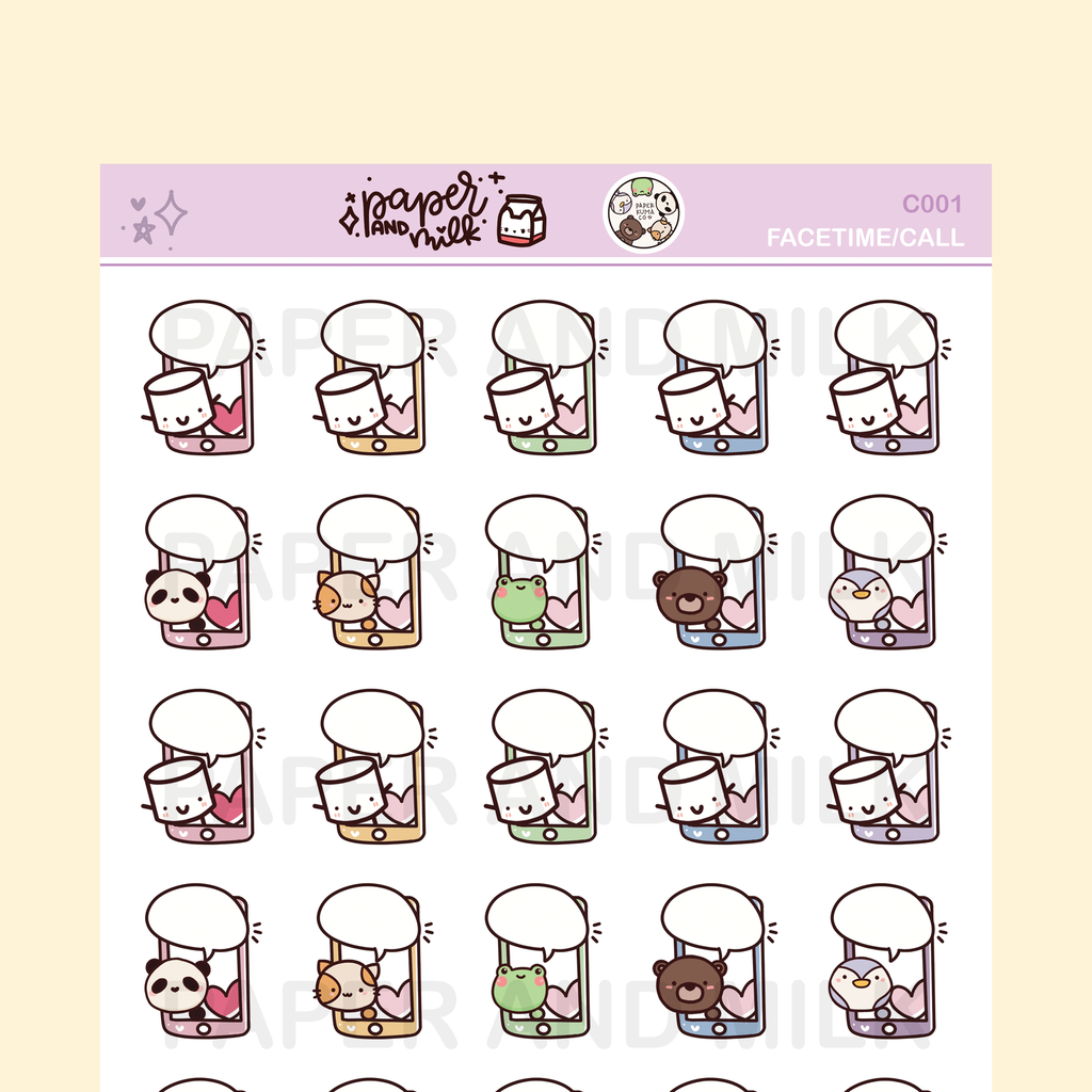 Facetime/Call Collaboration with Paper Kuma Co | Maru the Mini Marshmallow Stickers