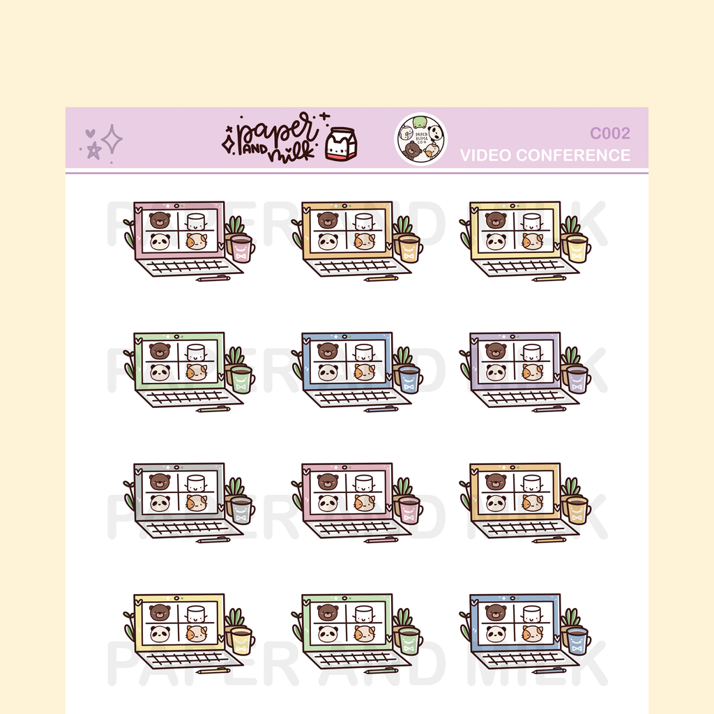 Video Conference Collaboration with Paper Kuma Co | Maru the Mini Marshmallow Stickers