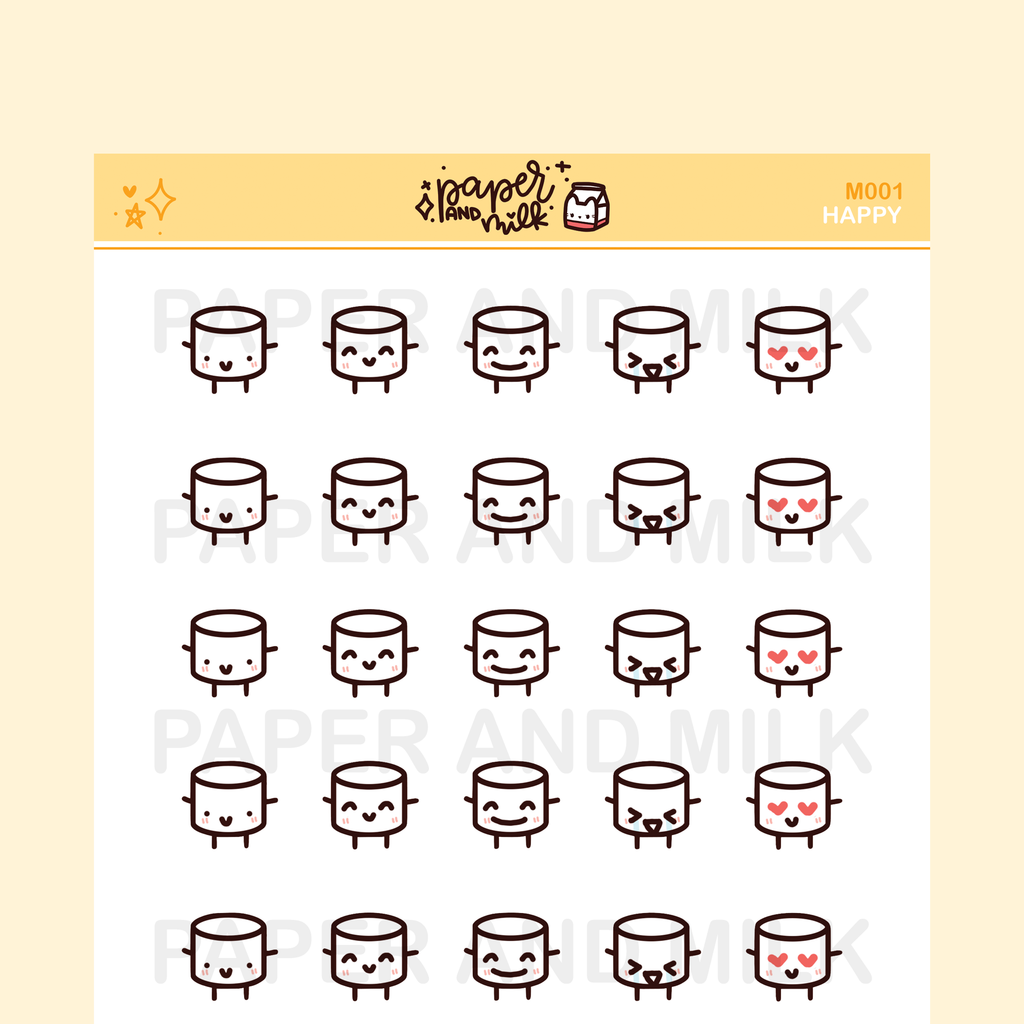 Happy Emotions | Maru the Mini Marshmallow Stickers