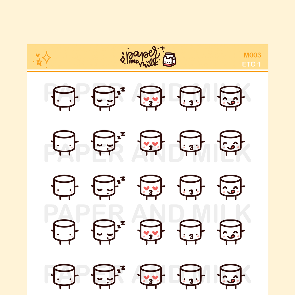 Etc pt. 1 Emotions | Maru the Mini Marshmallow Stickers