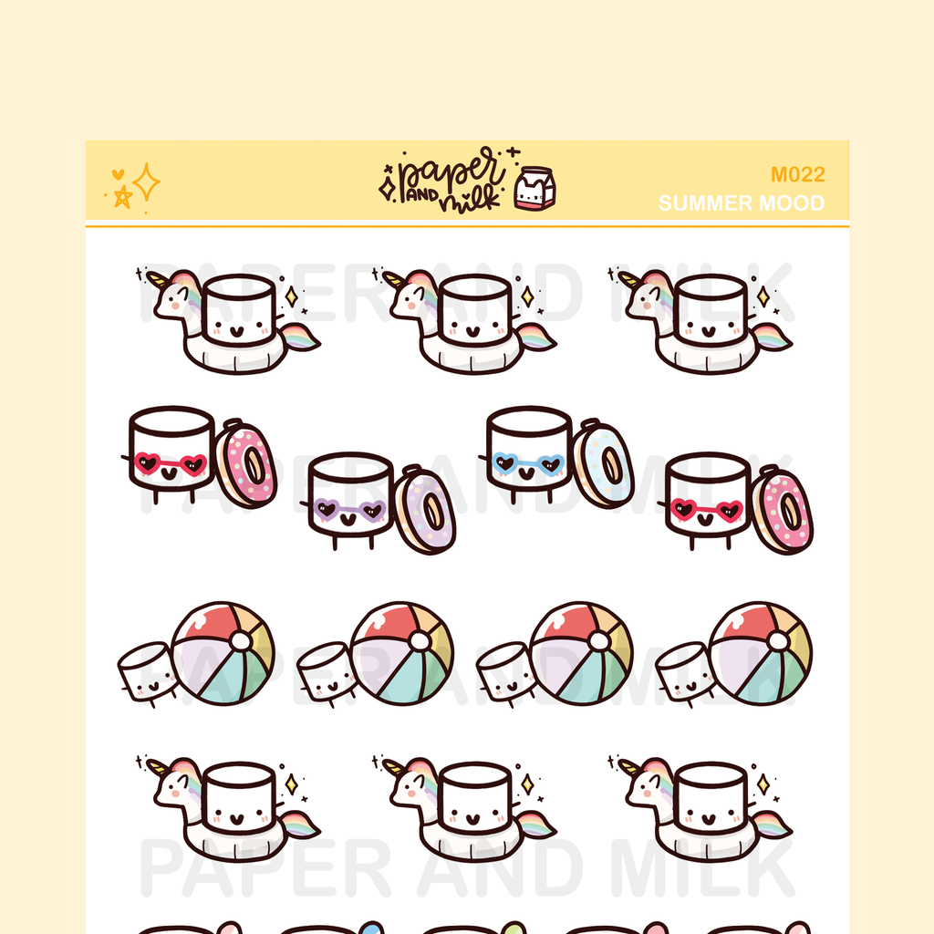Summer Fun | Maru the Mini Marshmallow Stickers