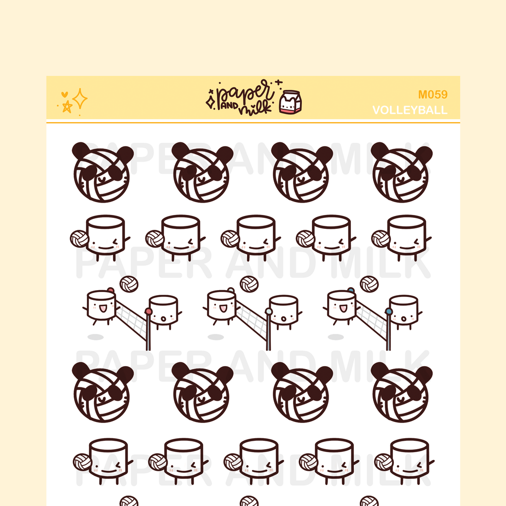 Volleyball | Maru the Mini Marshmallow Stickers