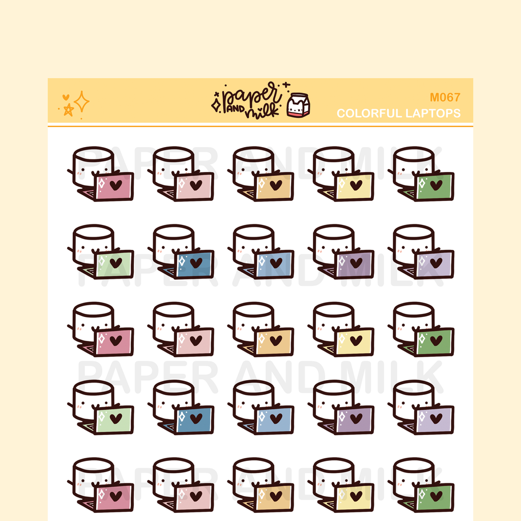 Colorful Laptop | Maru the Mini Marshmallow Stickers