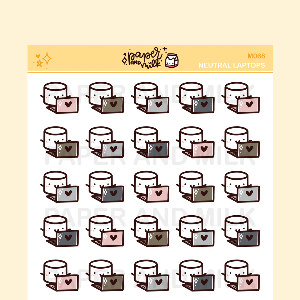 Neutral Laptop | Maru the Mini Marshmallow Stickers